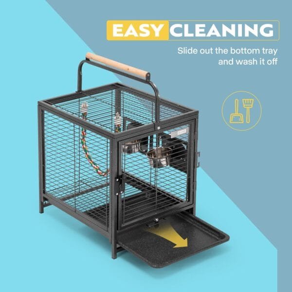 VIVOHOME Jaula de viaje de hierro forjado de 48 cm para loros, conures, cotorritas, cacatúas, periquitos - Image 5