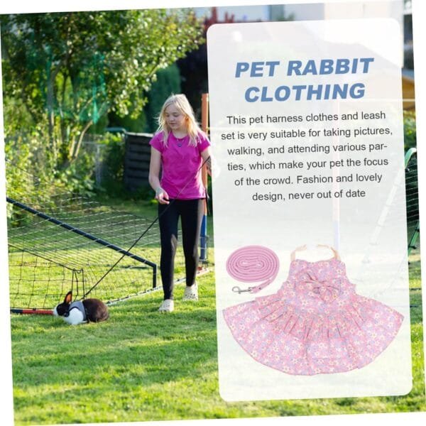 HAPINARY 1 Juego Falda de Conejo Correa Resistente para Conejo arnés de Conejo Ardilla Bunny Costume Conejos Accesorios Vestido de Conejo con Correa Adorable Disfraz de Conejo algodón Rosa - Image 8