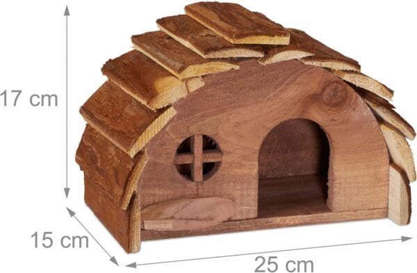 Relaxdays Casa para Hámster de Madera, Casita Roedores, Caseta para Ratones, Accesorio Jaula, 17 x 25 x 15 cm, Natural - Image 4