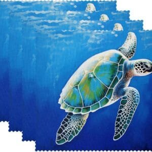 Juego de 1 Almohadilla de Comida,Almohadilla de Comedor para Fiestas en casa,Tortuga Marina Animal Marino Azul