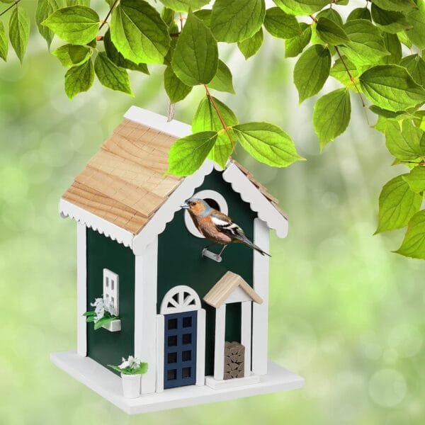 Relaxdays Casa Pájaros, Caja Nido Aves Silvestres, Pajarera Colgante, 25,5x18,5x18,5 cm, Casita Nidal Madera, Gorriones - Image 2