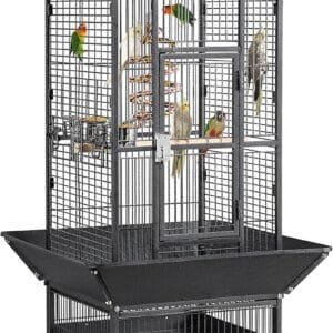 Yaheetech Jaula para Pájaros Jaulas Grandes para Canarios Loros Jaula Metal Grande 64 x 64 x 157 cm Negro